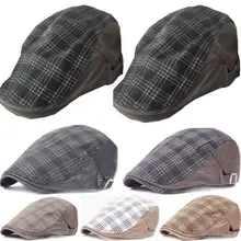 Мужская и Женская Повседневная клетчатая берет с пуговицей для вождения плоская шляпа пекарская Кепка с якорем береты Мужская кепка s