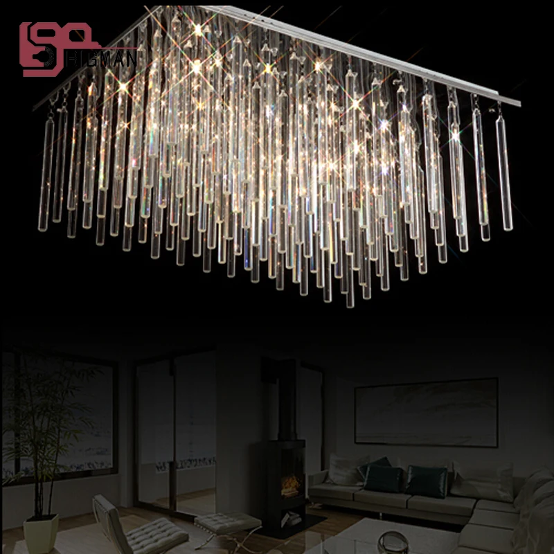 modern rectangular crystal chandelier lighting fixture lustre de