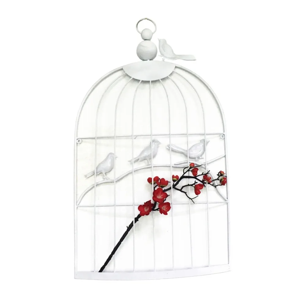 Large Iron Antique Decorative Half BirdCages Classic Iron Birdcage With Artificial flower for Wedding Home Deco (22)