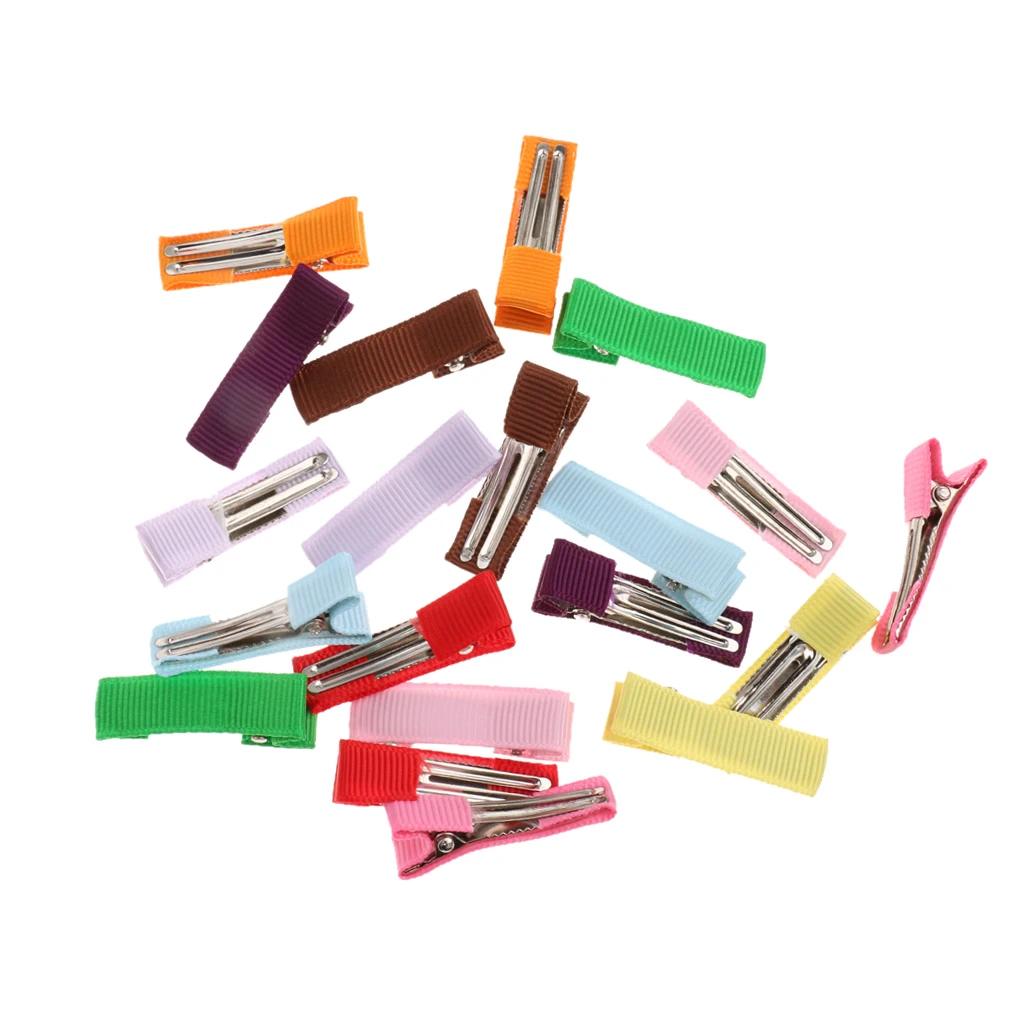 Cute 20Pcs/Lot  DIY Girls Children Baby Kids Fashion Accessories Solid Ribbon Covered Alligator Hair Clips Hairpins