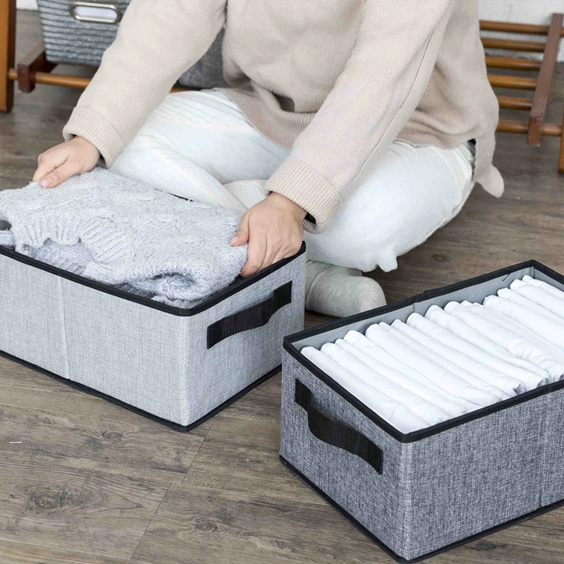 

Folding Oxford Home Storage Organization Clothing Boxes Underwear Socks Bins Wardrobe Moving Container Case Accessories Supplies
