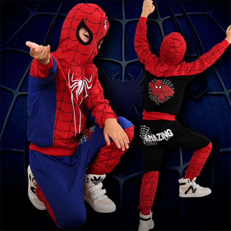 Коллекция года, Весенняя детская одежда Комплекты для мальчиков костюм Человека-паука спортивные костюмы для маленьких мальчиков комплекты детской одежды, куртка Мстители+ штаны, От 4 до 8 лет