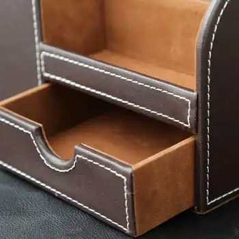 

1pcs PU Leather Multi-function Desk Stationery Organizer Storage Box Pen/Pencil,Cell phone, Business Name Cards Remote Control