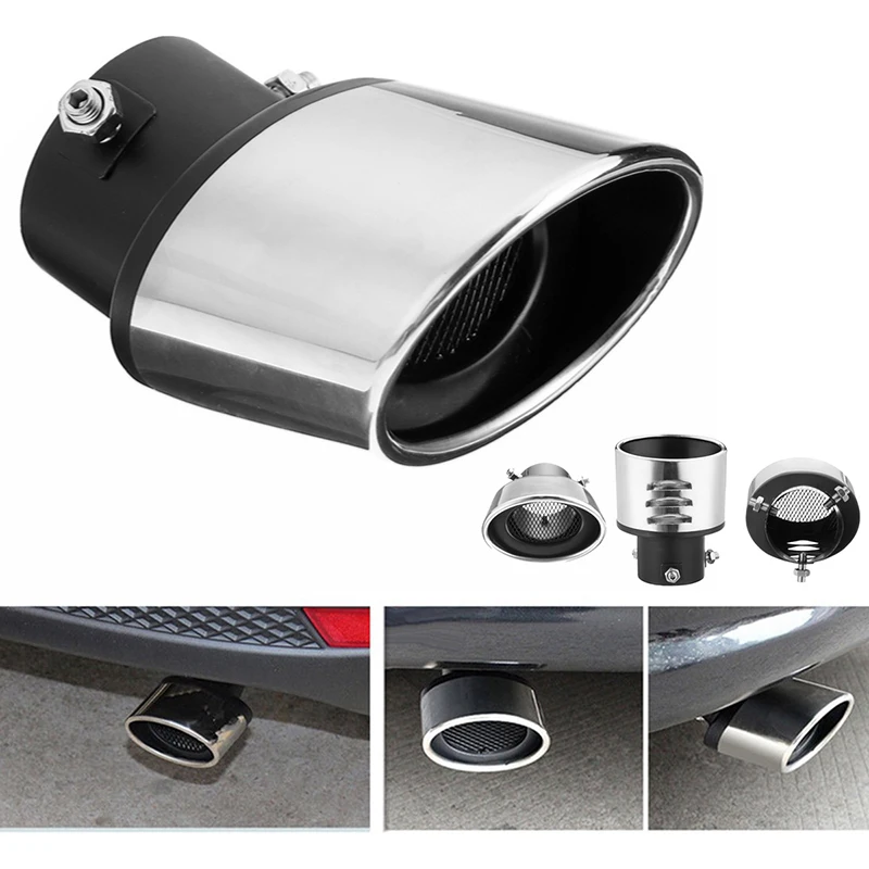 

61mm Universal Chrome Car Auto Exhaust Muffler Tip End Tail Pipe Stainless Steel For 2.4inch Diameter System