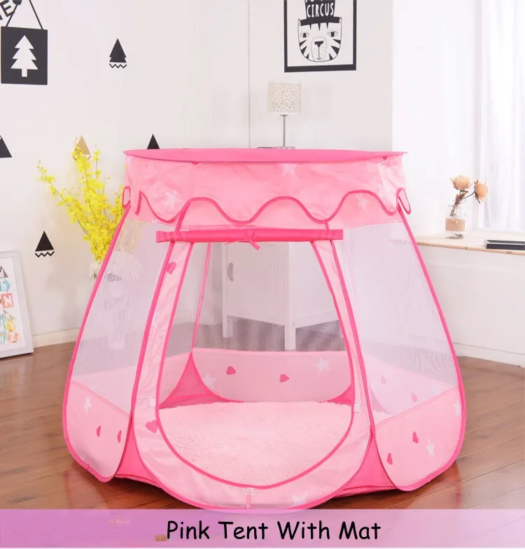 Розовый/синий дети детские игровые палатки безопасный Забавный Крытый детский игровой домик Модный дизайн океан мяч бассейн палатка - Цвет: Pink With Mat