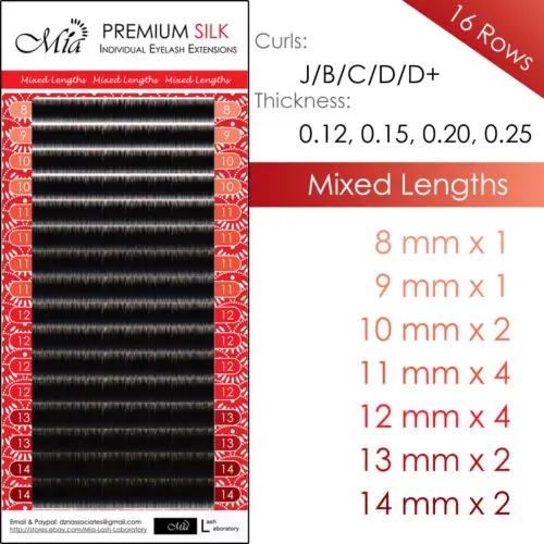 

[0.12/0.15/0.2/0.25 J/B/C/D/D/D+ 8-15mm/Mixed Lengths] Mia Synthetic Silk Extension Individual Semi Permanent Round EyeLashe