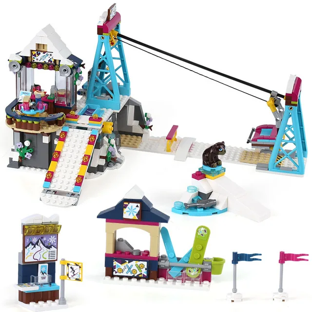 

New legoinges Friends 41324 Snow Resort Ski Lift Gift Club Ski Vacation Skiing Figure Building Blocks Bricks Toys For Girls