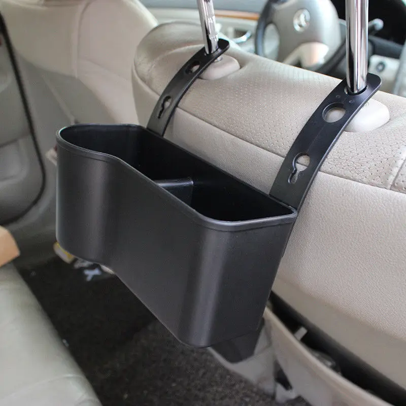 

19.5*8.5*8.5cm Black/Beige Universal Car Headrest Seat Back Mount Organizer Cup Drink Holder Storage Box