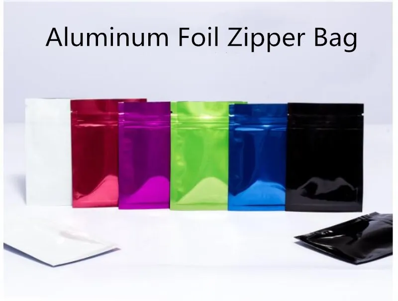 100pcs Colorful Metallic Mylar Ziplock Bags Flat Bottom Aluminum Foil