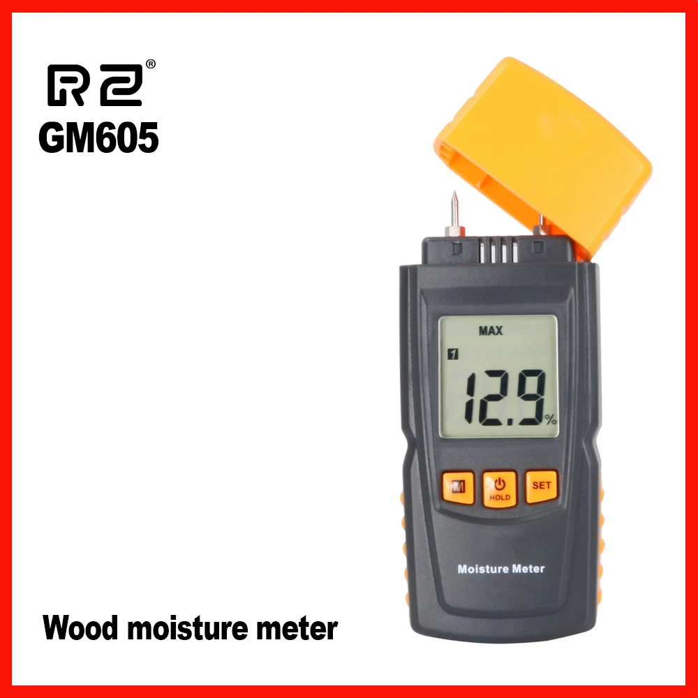 

RZ Portable Wood Moisture Meter Hygrometer Auto Range High Precision Digital Electrical Tester Measuring tool GM605