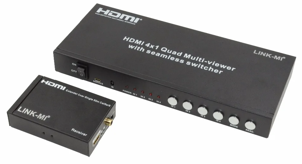 LINK-MI LM-S41-50 quad видео контроллер 4x1 HDMI Multi-Viewer Switcher Extender 50 м по одной Cat5e/ 6 кабель 1920x1080@ 60 Гц