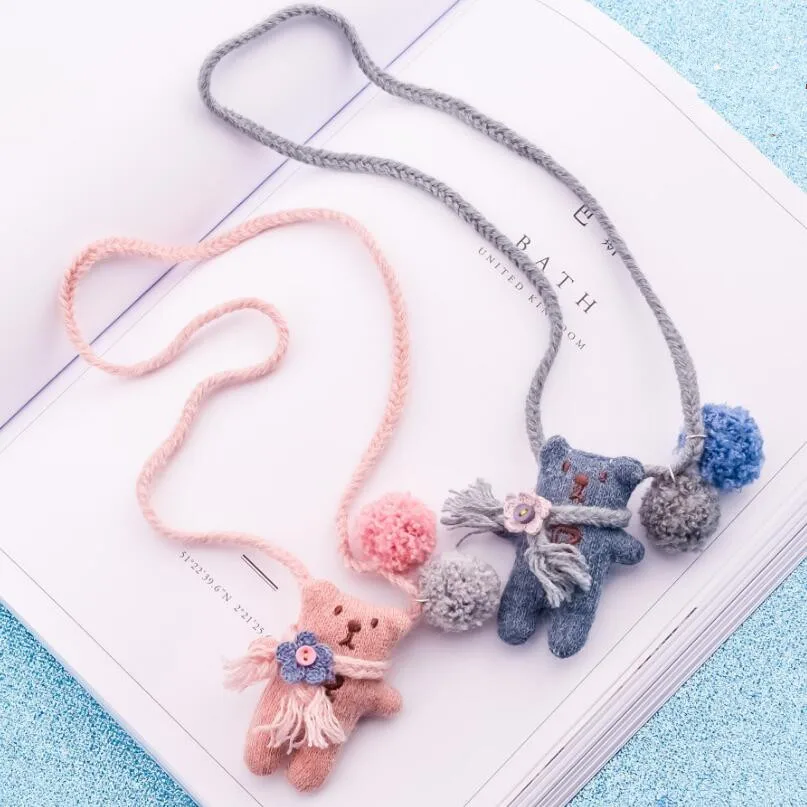 

Korea Fashion Handmade Cute Lace Flower Animal Bear Children Girl Kids Necklace Baby Chain Party Birthday Christmas Gift
