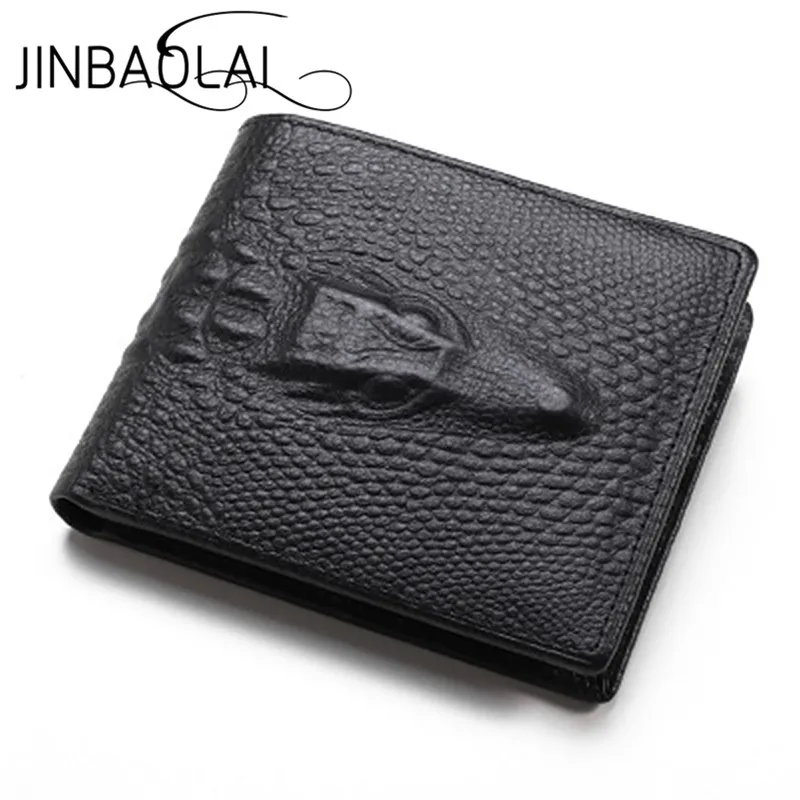 

JINBAOLAI Men Wallets High Quality Small Card Holder Crocodile with large Capacity Genuine Leather Wallet Luxury Men Purse