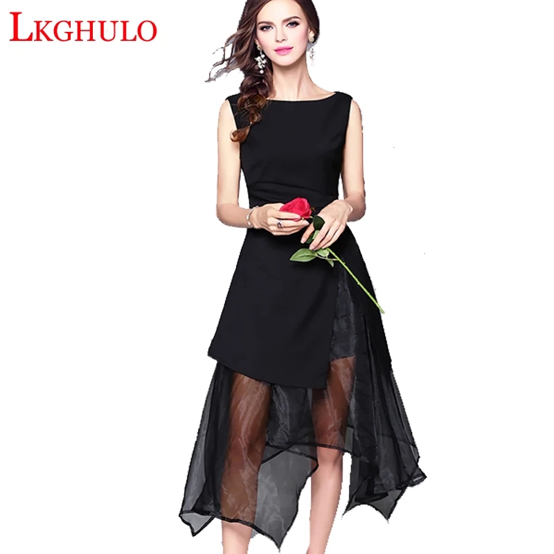 Летнее стильное асимметричное сексуальное платье без рукавов Robe Femme Ete 2018 Vestidos