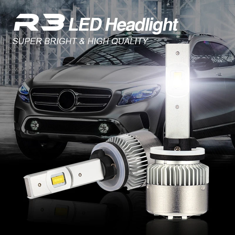 JGAUT R3 Mini 880 881 LED Headlight Kit 6500K White Car Bulbs Lamps Light Conversion Fog High Low Beam DIY Turbo Driving Set | Автомобили