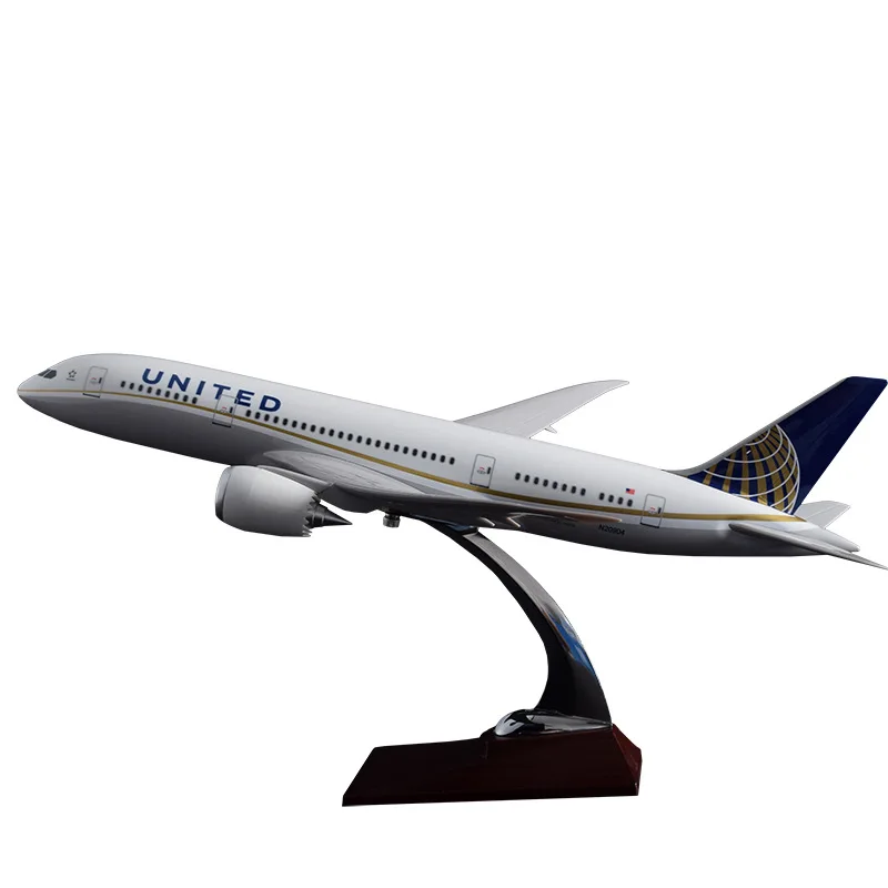 Модель самолета из смолы 43 см модель авиакомпании B787 United Airlines Боинга 787 США ручной