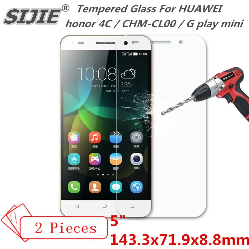 

SIJIE 2PCS Tempered Glass For HUAWEI honor 4C G play mini CHM-CL00 save cover honor4C Screen Protector protective 5" inch gift