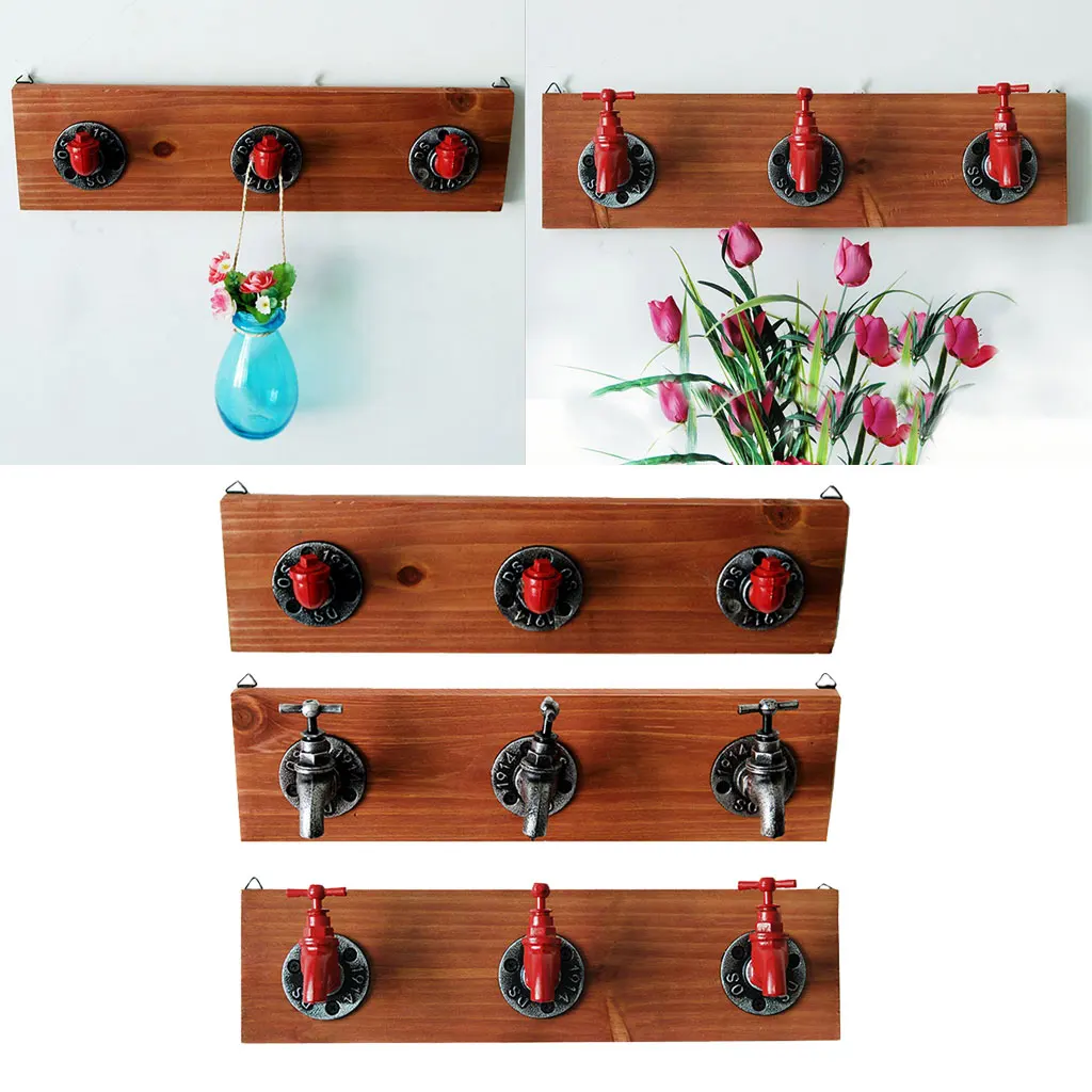 Rustic Industrial Faucet Design Wall Mounted Iron Coat Hooks Garment Hanger Towel Rack