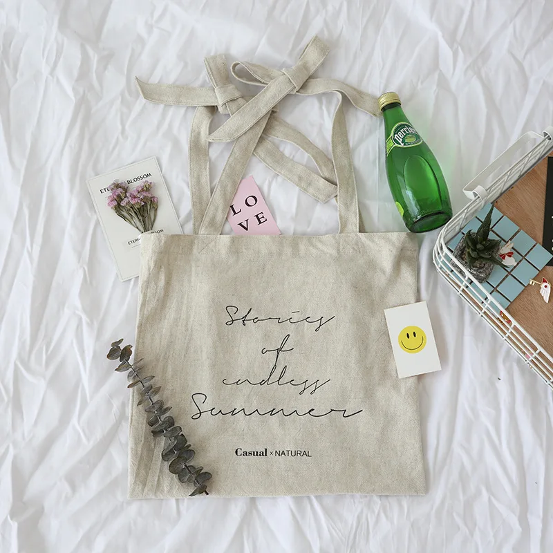 

YILE Casual & Natural Cotton Linen Eco Shopping Tote Shoulder Bag Print English Letter ZT13d