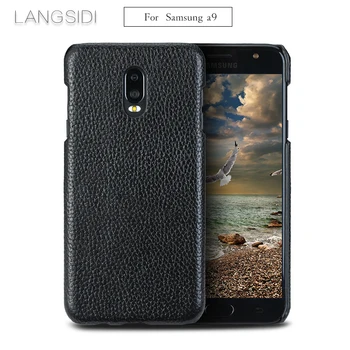 

Cases For Samsung Galaxy A9 phone case real calf leather back cover / Litchi texture case Genuine Leather phone case