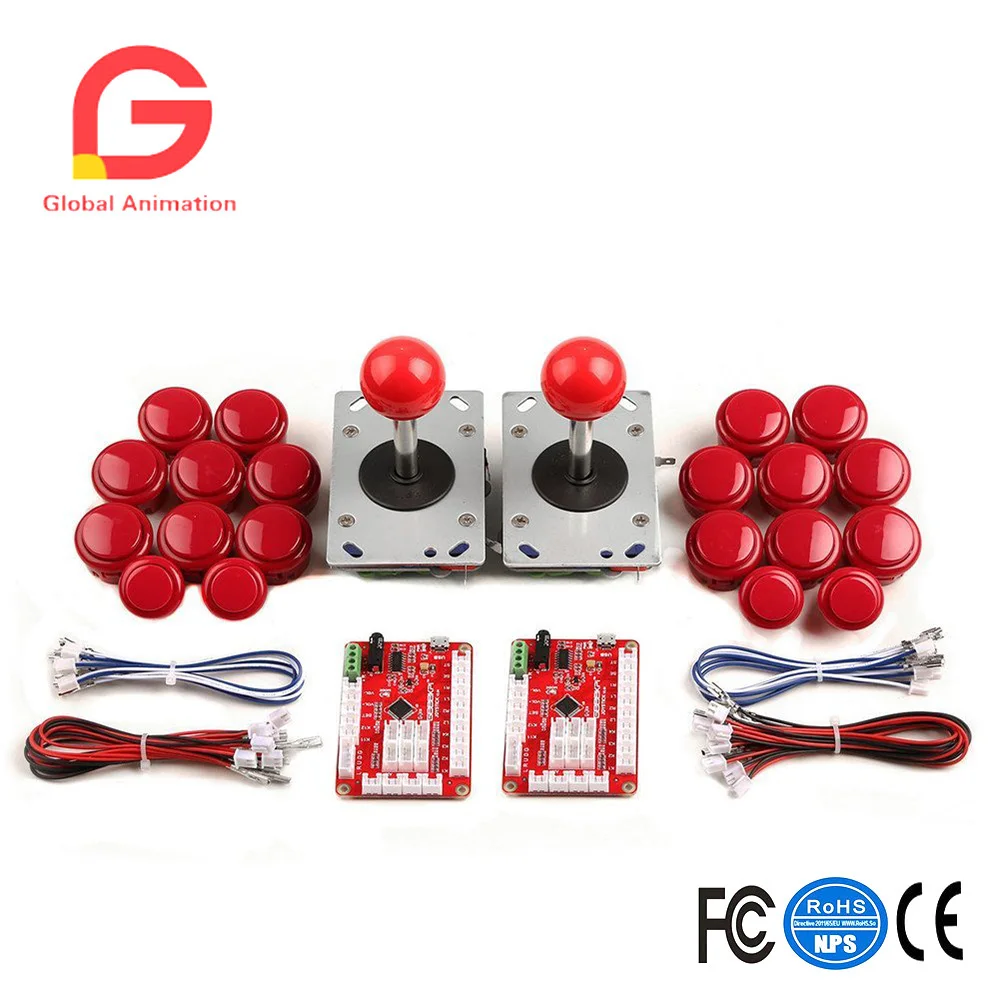 

2 Players Zero Delay Arcade Game USB Encoder PC Joystick Retro Game DIY Kit for Raspberry Pi 3 RetroPie & Mame Jamma