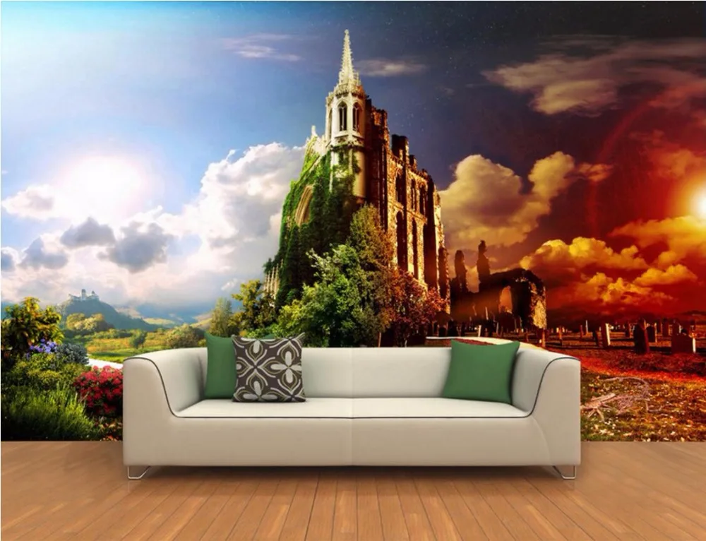Koop 3d kamer behang custom mural bos kasteel lane decoratie schilderij home improvement 3d muurschilderingen behang voor muren 3 d