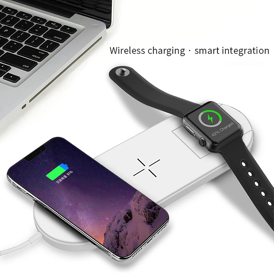 CinkeyPro QI Беспроводное зарядное устройство Быстрая зарядка для Apple Watch iPhone 8 8P XR X XS Max подставка для мобильного телефона Быстрая зарядка 2,0 3,0