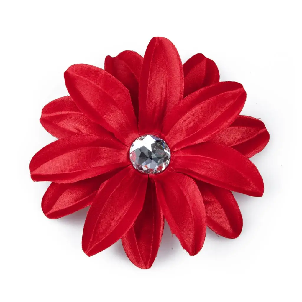 

Barrette Hair Clip with Lily Flower and Strass for Baby Girls Women - Red