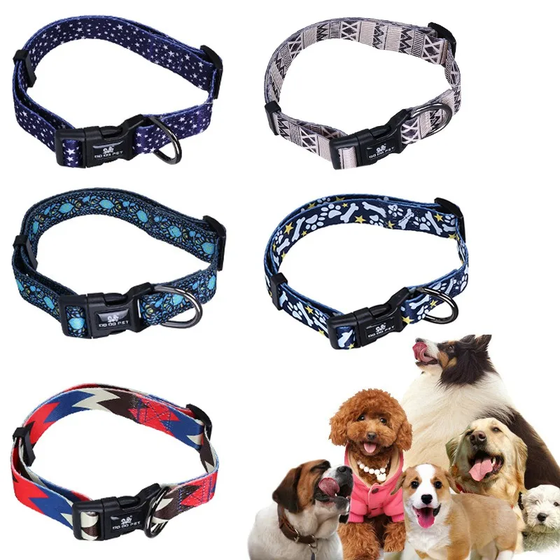 

Multiple Styles Dog Collar Adjustable Colorful printing Pattern Designer Inspired flexible Pet Collar Leash Dog Supplies