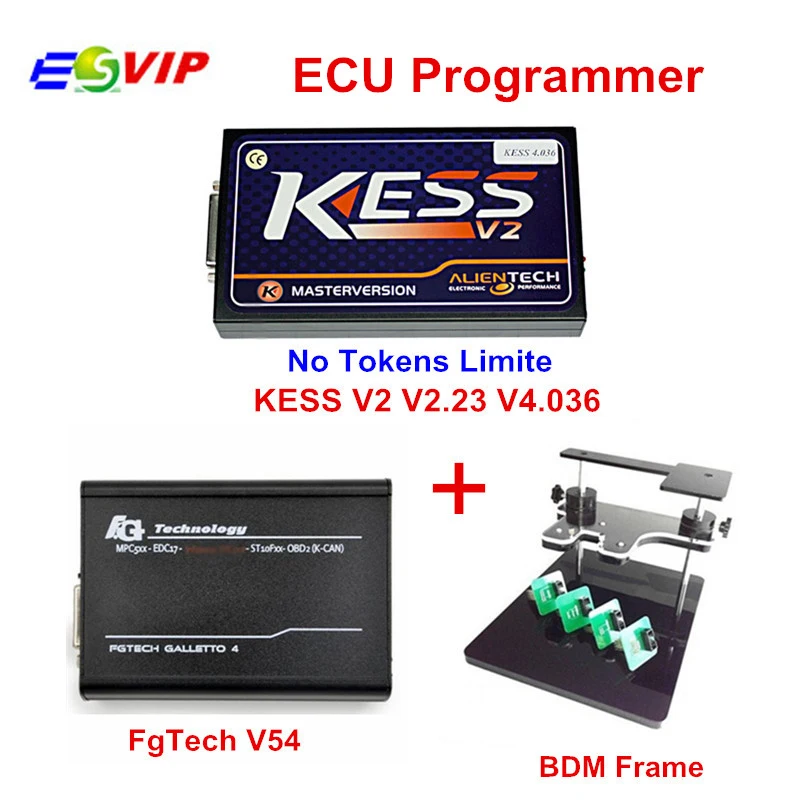 

Best OBD2 Manager Tuning Kit KESS V2 V2.32 V4.036 No Tokens Limiation + FgTech V54 Galletto Fg tech V54 + BDM Frame DHL Free