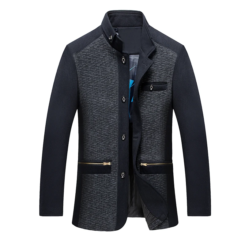 Брендовая мужская Повседневная Длинная шерстяная куртка, мужское однобортное шерстяное пальто, приталенная верхняя одежда, ветровка, кашемировое пальто для мужчин - Цвет: hui