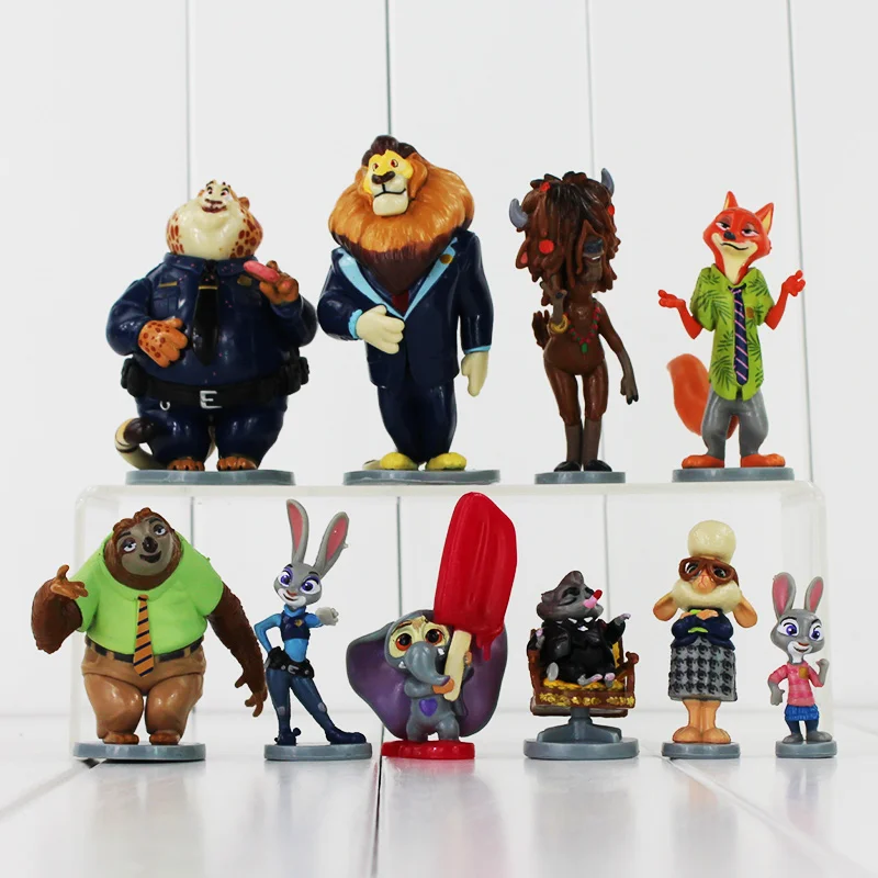 

10pcs/lot Hot Moive Zootopia Judy Hopps Nick Wilde Leodore Lionheart Flash Yax Anime Action Figures Dolls Kid Toys Zootropolis
