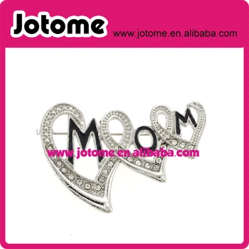 

silver tone fashion Mom brooch , rhinestone brooch pin for mom