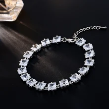 CARSINEL Регулируемый Серебряный цвет браслет и модный квадратный AAA кубический циркон Кристалл женский свадебный браслет подарок BR0265