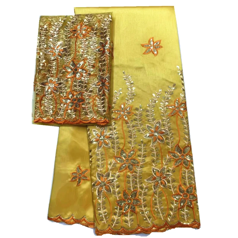 

New Design African George Lace Fabric Indian George Wrappers High Quality Embroidery With Sequins African Silk Fabrics Best Hot!