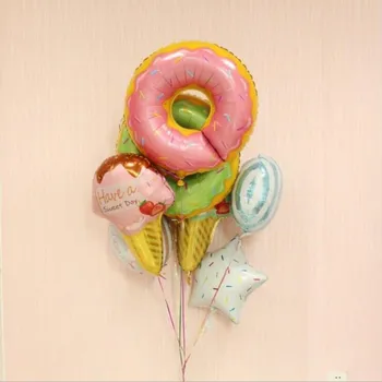 

Donut Foil Balloons 5pcs/lot Pink Foil Balls Birthday Party Decorations Kids Helium Baloon Festival Inflatable Toys wholesale