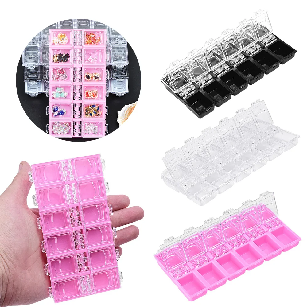

12 cells Nail Decoration Pearl Rhinestones Studs Slice Storage Box Nail Art Manicure Nail art Decoration Storage Box