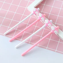 3 шт. прекрасный белое крыло гелевые ручки для девочек Kawaii розовое сердце 0,5 мм черный чернилами школа офиса канцелярские подпись инструмент