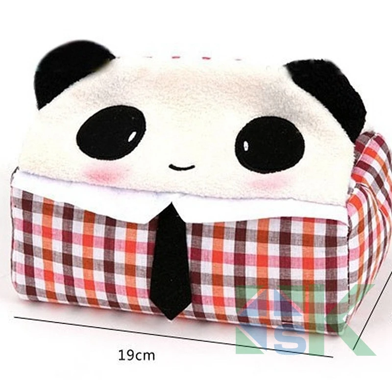 

1pcs Cute Cartoon Panda, Cat Pattern Tissue Box Flock Tissue Holder Cover Removable Tissue Cloth Bag for Car, living room use