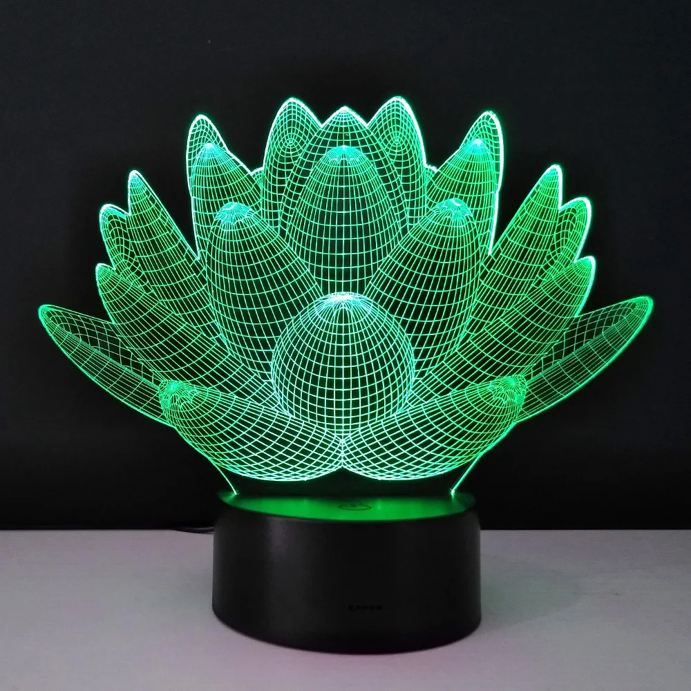 3D Оптическая иллюзия ночные светильники глициседная пластина настольная лампа Лотос цветок USB Новинка прикроватная лампа домашний деко лампа