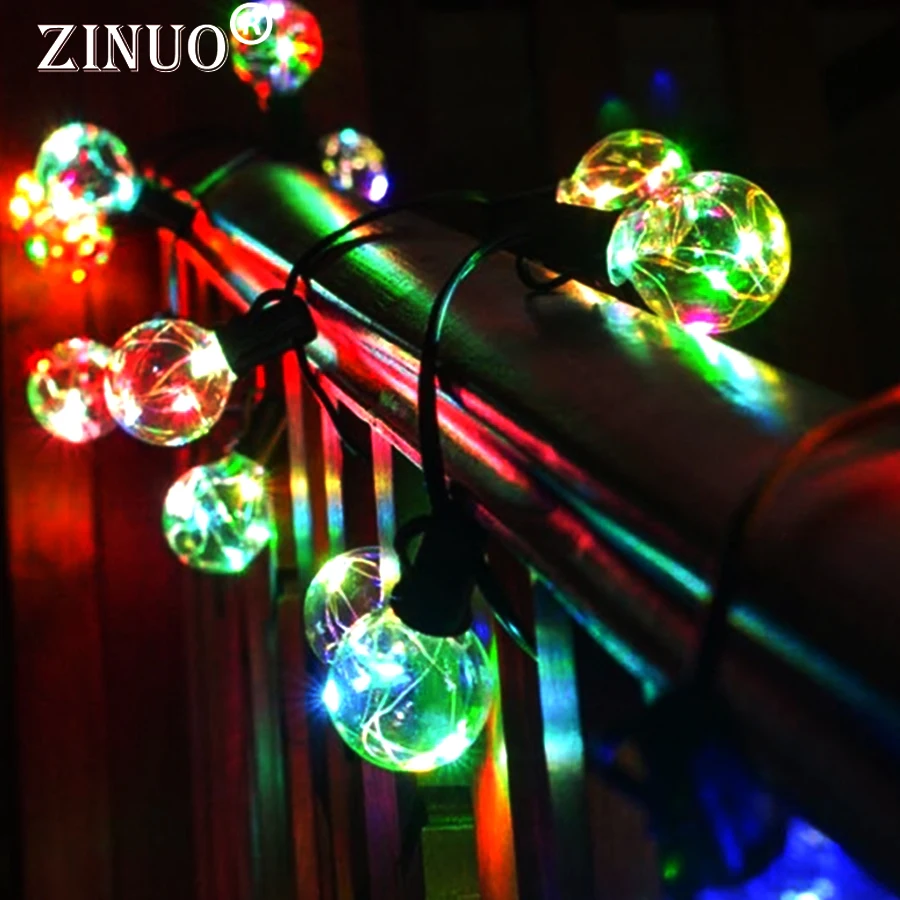 

ZINUO led christmas fairy lights rgb with plug 25leds G40 globe connectable festival party ball string lamps wedding holiday