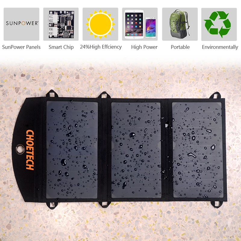 CHOETECH 19W Portable Solar Phone Charger Solar