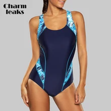 Charmleaks цельный женский спортивный купальные Костюм спортивный купальник цветной блок пляжный купальный костюм бикини Монокини