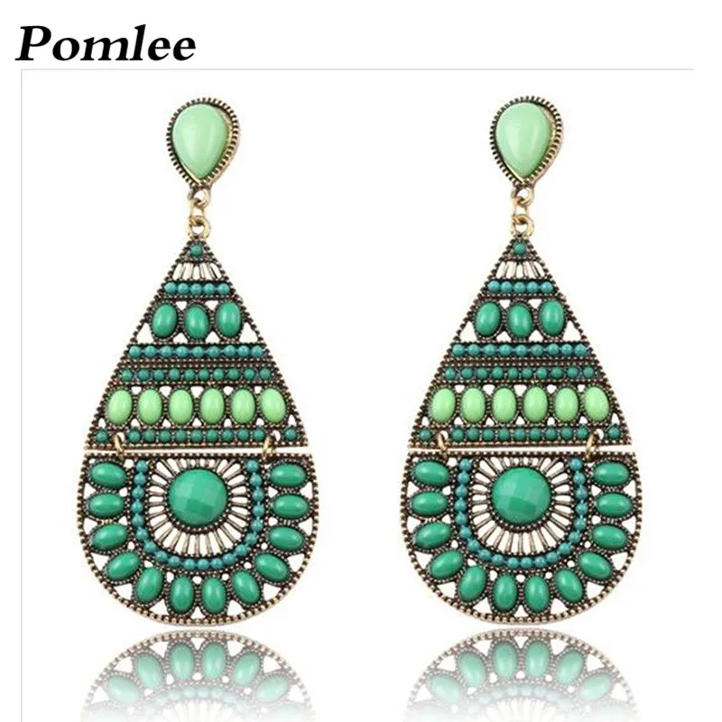 

Pomlee Bohemian Multi Color Water Drop Dangle Earrings for Women Girls Wedding Party Gift Vintage Acrylic Statement Earrings