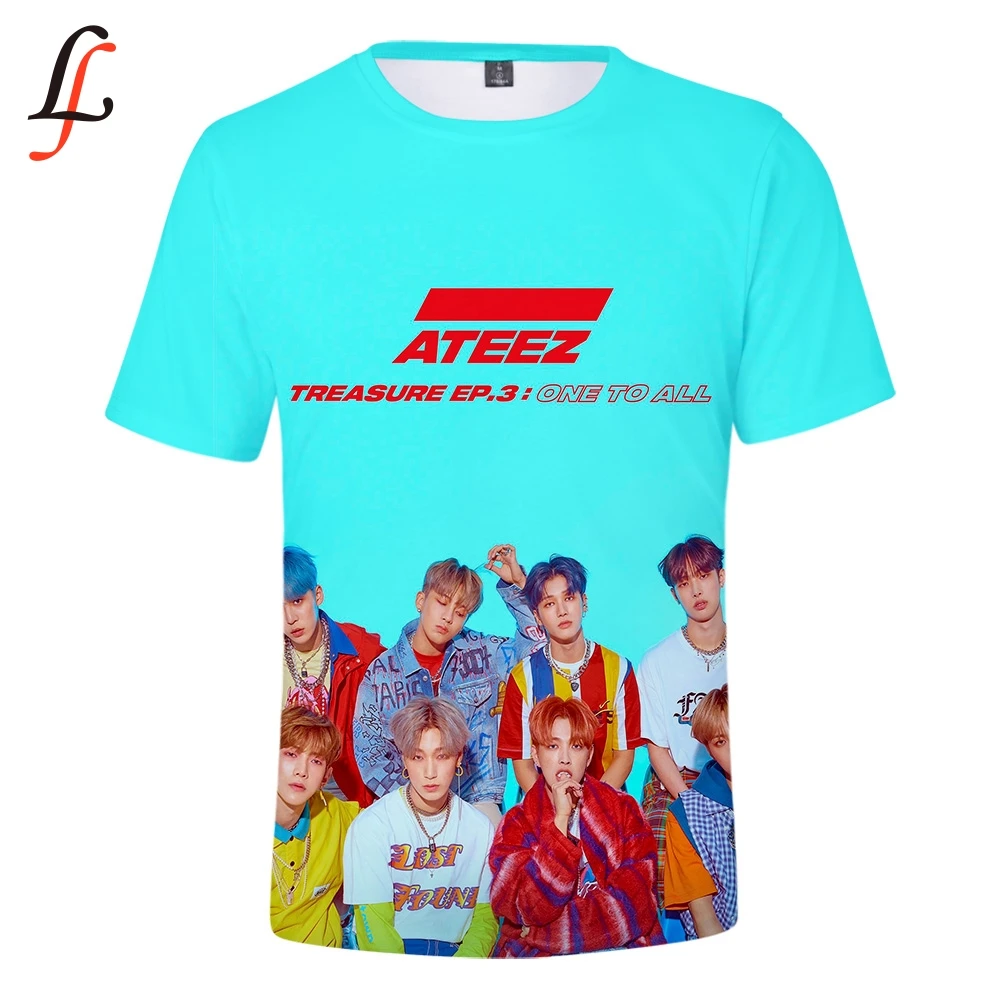 ATEEZ 3D Новые повседневные футболки Женская и мужская летняя одежда K pop Harajuku горячая Распродажа футболка с коротким рукавом плюс размер 4XL Футболка