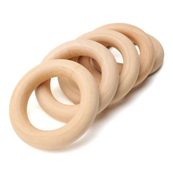 

20pc Unfinished Teething Ring Add On Wooden Rings 55mm Natural 2.2 inches