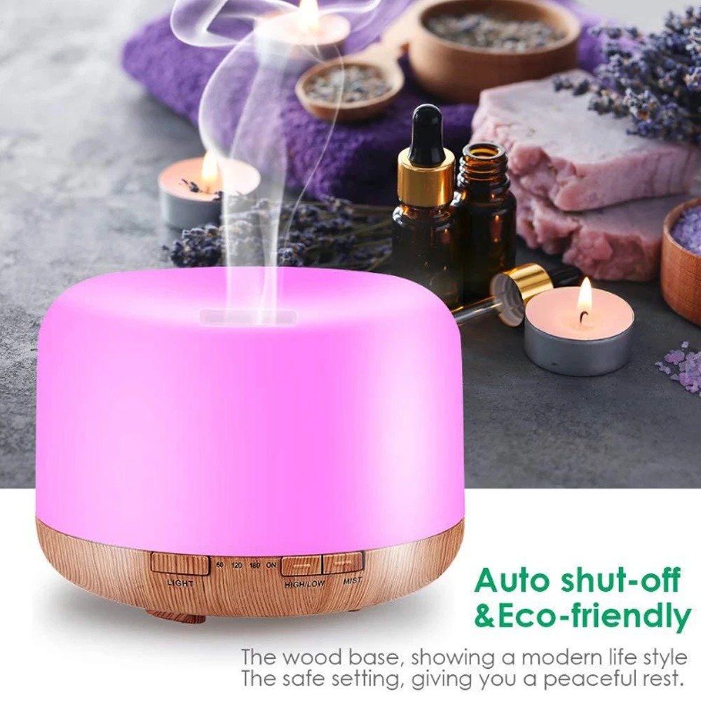 

500ml Humidifier Auto Shut Off Essential Oil Diffuser Cool Mist Humidifier maker fogger Air Humidifier Desk Home 7 color light