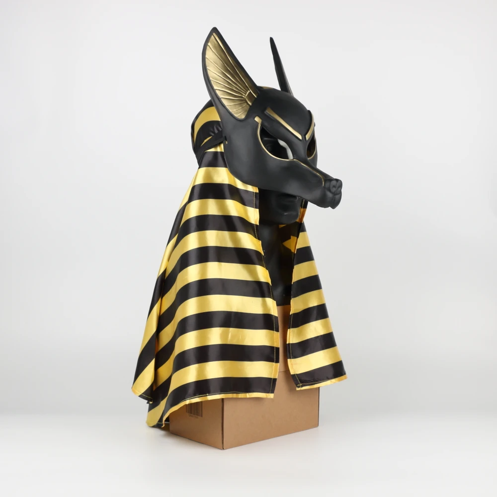 Egyptian Anubis Cosplay Face Mask With Headscraf PVC Canis spp Wolf Head Jackal Animal Masquerade Party Halloween Fancy Dress (8)