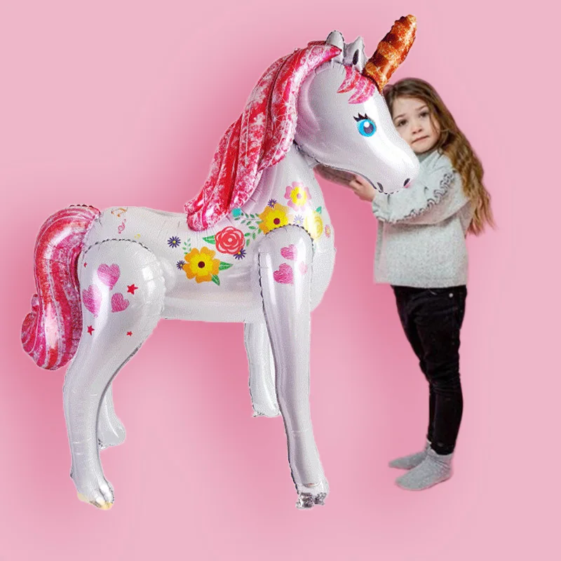 

1pc 3D Large Unicorn Balloons Birthday Party Theme Decorations Kids Girls Toy Cartoon Walking Animal Foil Balloons Supplies