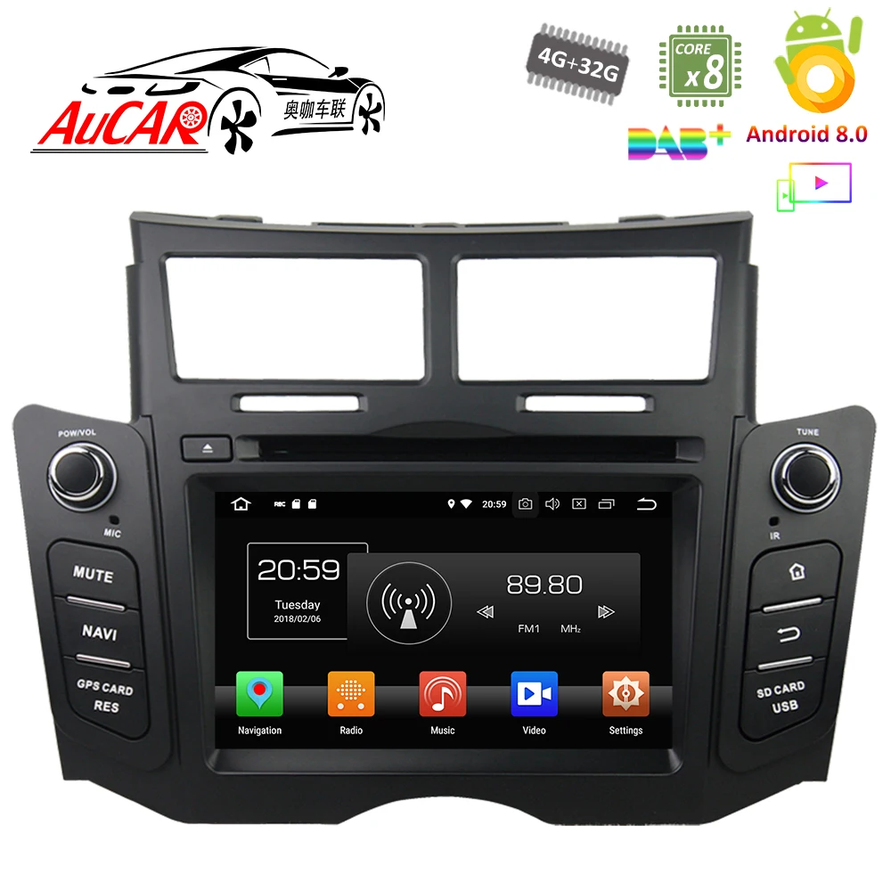 Android 8 0 6 2 &quotсенсорный экран для Toyota Yaris автомобильный dvd 2005 2011 Автомобильный GPS